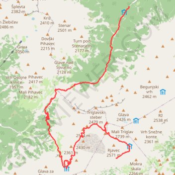 Randonnée TRIGLAV, Slovénie GPS track, route, trail