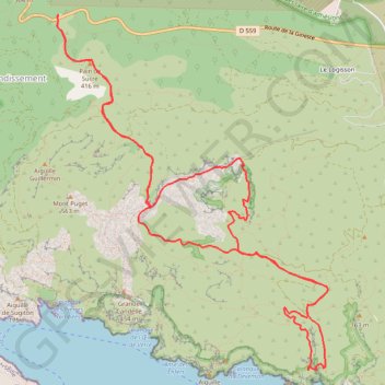 Vallon de la Fenêtre-Calanque de l'Oule-Cirque des Pételins GPS track, route, trail
