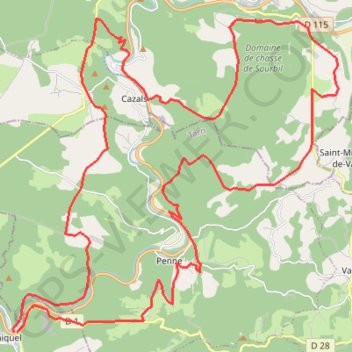 Boucle VTT depuis Bruniquel GPS track, route, trail