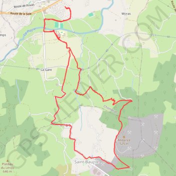 De Chomérac à Saint-Bauzille GPS track, route, trail