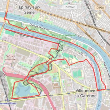 Epinay sur Seine Parc des Chantereines GPS track, route, trail