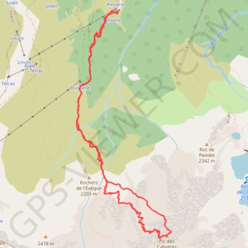 Pic des Cabottes, Couloir en S en boucle (Belledonne) GPS track, route, trail