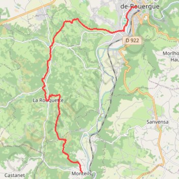 De Monteils à Villefranche de Rouergue GPS track, route, trail
