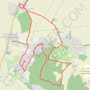 Autour de Bazoches-sur-Guyonne GPS track, route, trail