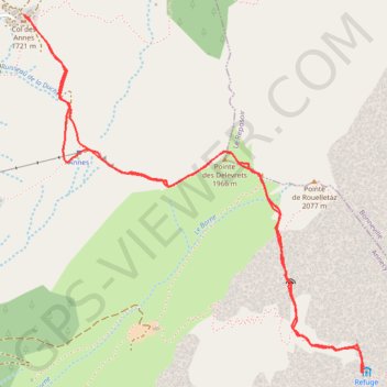Col des annes - Refuge Gramusset GPS track, route, trail