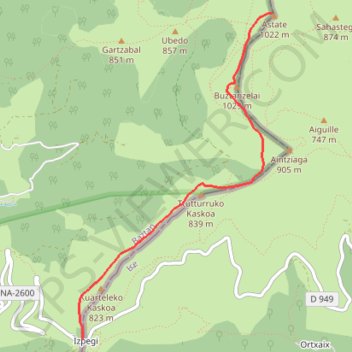 Buztancelhay - Astate depuis le Col d'Ispeguy GPS track, route, trail