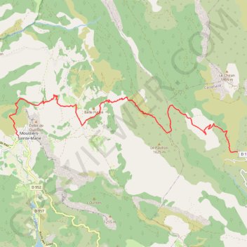 TronÃ§on 11 â De Les Chauvets Ã Moustiers-Sainte-Marie GPS track, route, trail