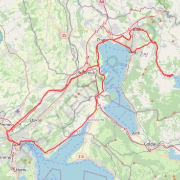 Suisse centrale, Unterägeri - Lucerne GPS track, route, trail