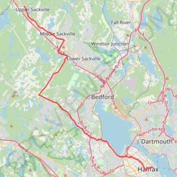 Halifax - Upper Sackville GPS track, route, trail