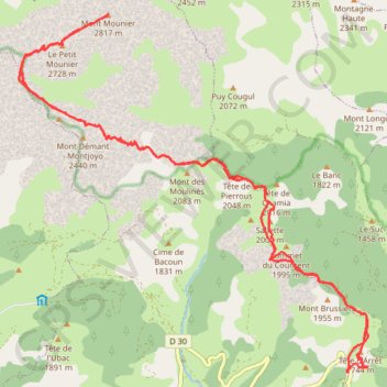 Mont Mounier GPS track, route, trail
