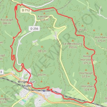 Randonnée de la Pierre des Douze Apôtres à Wingen-sur-Moder GPS track, route, trail
