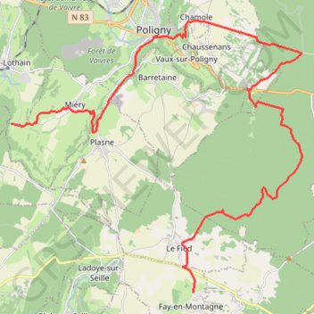 Fay-en-Montagne - Saint-Lothain via Les Poligny GPS track, route, trail