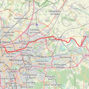 De Paris à Meaux via l'Ourq GPS track, route, trail