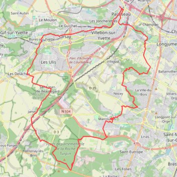 Boucle vers la Roche Turpin et Janvry GPS track, route, trail