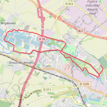 Circuit Sainte-Aragone - Amiens GPS track, route, trail