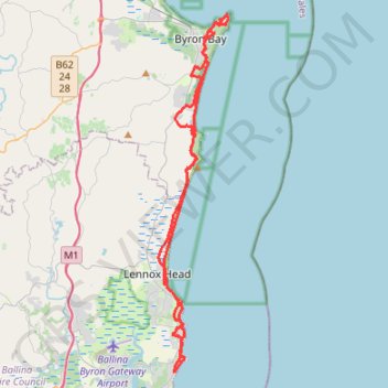 Byron Bay - Ballina GPS track, route, trail