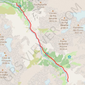 Vallée du Vénéon vers le glacier de la Pilatte GPS track, route, trail