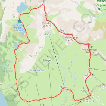 Boucle du Pichaley - Montarrouyes (vallée d'Aure) GPS track, route, trail