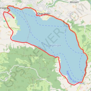 Suisse, Ägerisee, crochet par la plage GPS track, route, trail