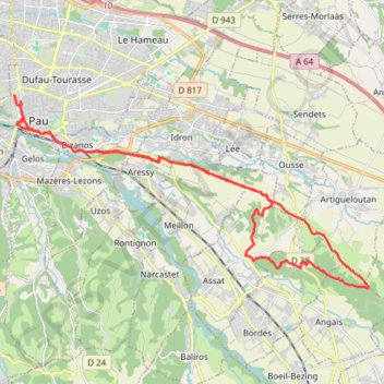 Chemin Henri IV - Angaïs-Bordes-Assat GPS track, route, trail