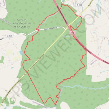 Boucle courte en forêt du Mas d'Agenais GPS track, route, trail