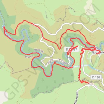Cirque de Navacelles, moulin de la Foux GPS track, route, trail