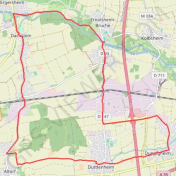 Circuit cyclo des villages de plaine - Ernolsheim-Bruche GPS track, route, trail