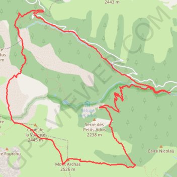 Mont Archas par les cols de Salese et d'Adus GPS track, route, trail