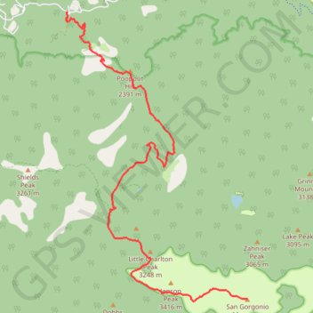 San Gorgonio Mountain (South Fork Trail) GPS track, route, trail