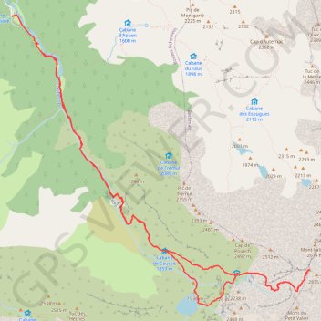 Le Mont Valier du Pla de la Lau GPS track, route, trail