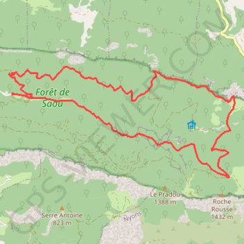 La Forêt de Saou, retour par le Pas de la Motte GPS track, route, trail