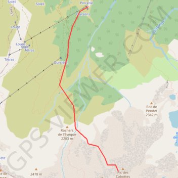 Pic des Cabottes GPS track, route, trail