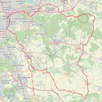 Tigeaux - Chaumes - Bombon - Soignolles GPS track, route, trail