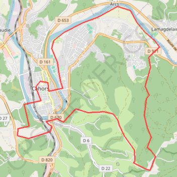 Boucle de Cahors par le Mont Saint-Cyr GPS track, route, trail
