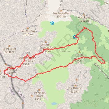 Pène de Castetné, pic d'Anie en circuit par le col d'Anaye depuis Sanchèse GPS track, route, trail