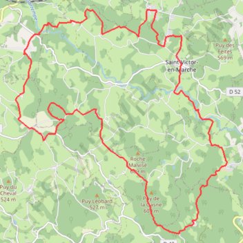 Circuit 5 Le Rocher de la femme perdue - Espace Trail des Monts de Guéret GPS track, route, trail