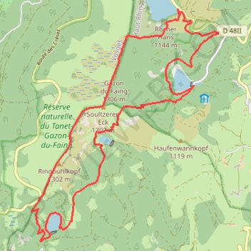 Circuit des quatre lacs dans les Vosges GPS track, route, trail