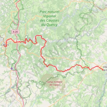 Villefranche Cahors par le GR 46 GPS track, route, trail