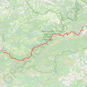 GR7 De Boussagues (Hérault) à Mazamet (Tarn) GPS track, route, trail