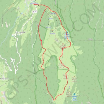Menthières - Crêt de la Goutte par Le Sac et Varambon GPS track, route, trail