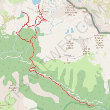 Lac Nègre, lac Graveirette GPS track, route, trail
