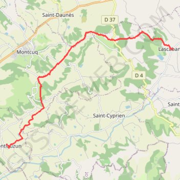 Lascabanes - Montlauzun GPS track, route, trail