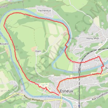 Boucle Esneux GPS track, route, trail