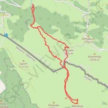 Errozaté, Mendi-Zar depuis Béhérobie GPS track, route, trail