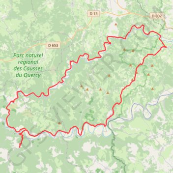 La vallée du Célé 92km GPS track, route, trail