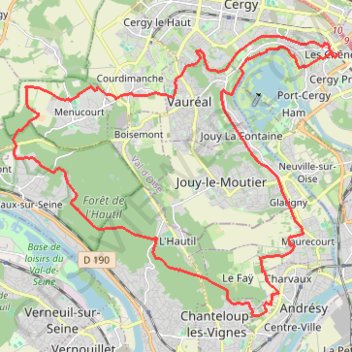 Chanteloup - l'Hautil - Menucourt - Vauréal GPS track, route, trail