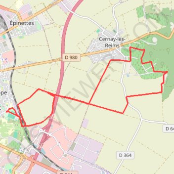 De Reims à Cernay GPS track, route, trail