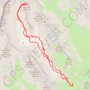 Monte Ciaslaràs GPS track, route, trail