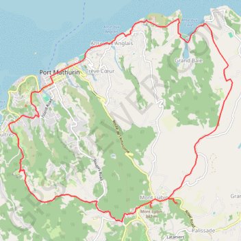 RandoPitons.re #1582 - RODR - La boucle du Mont Lubin depuis Port Mathurin GPS track, route, trail