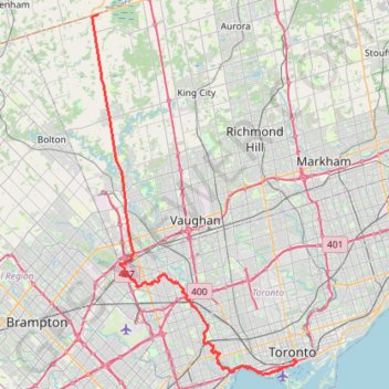 Toronto - Bradford GPS track, route, trail